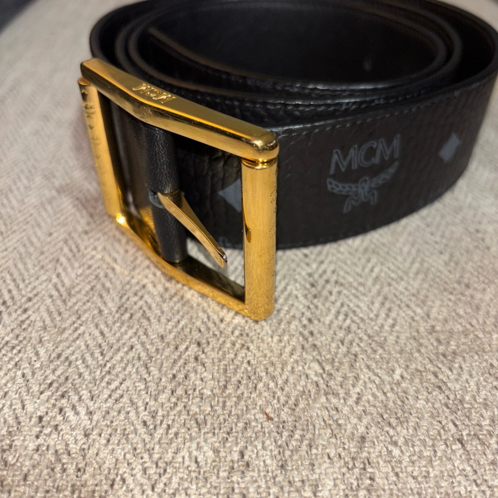 MCM Black Belt with Gold Buckle
